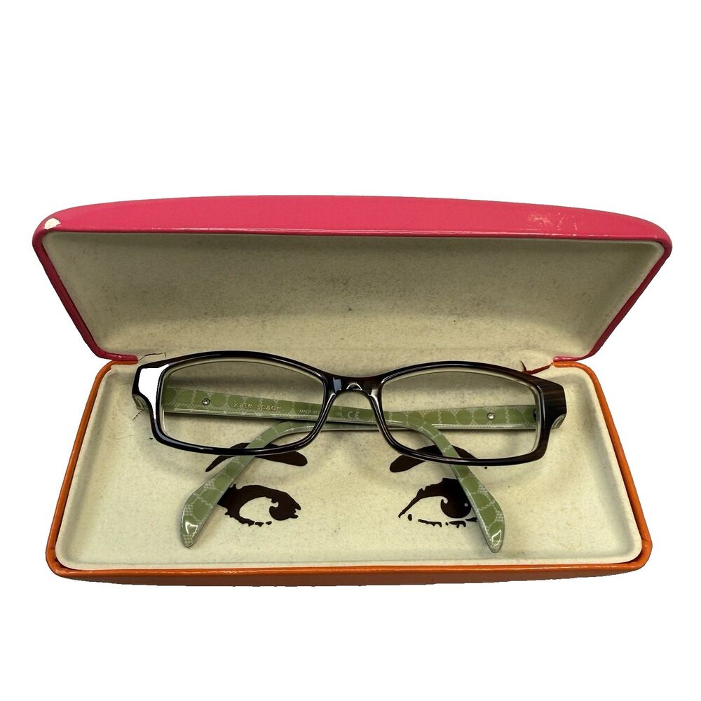 Kate Spade Ladies Green Brown Eyeglass Frames 130mm Case Prescription Frames EUC